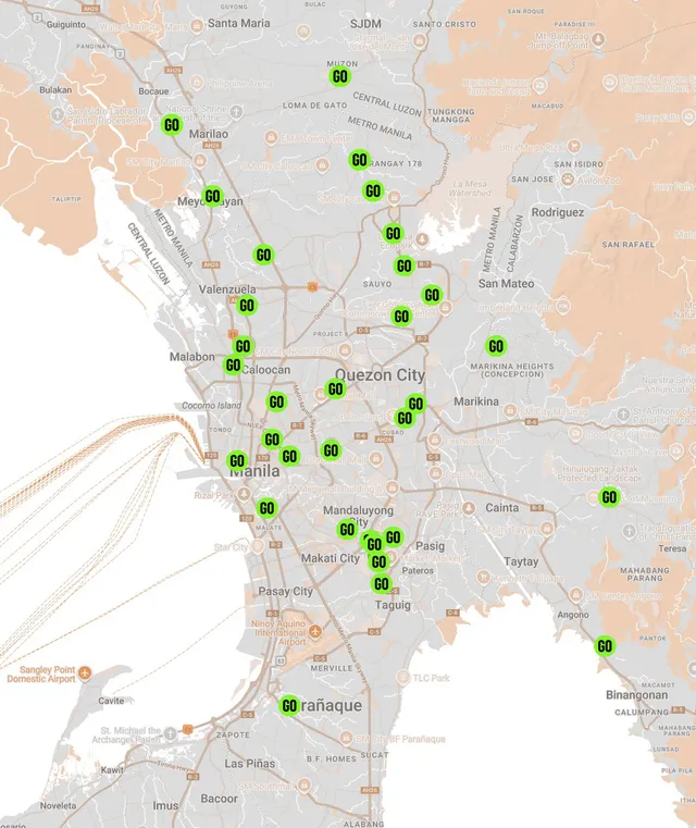 An interactive map showing all GoGym locations.