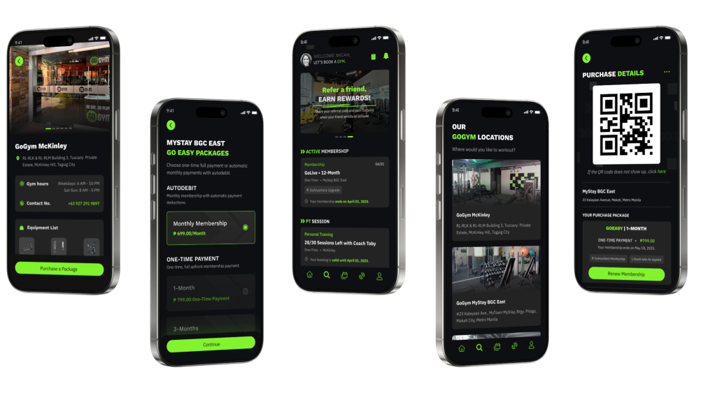 GoGym mobile app interface